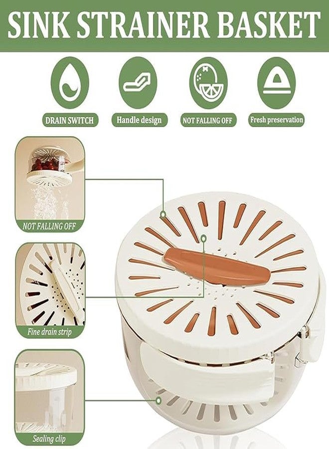 VYOM TRADING 2 in 1 Drainer and Strainer, Draining Basket with Lid, Multifunctional Fruit Vegetable Washing Basket, Drainer with Foldable Handle, Kitchen Colander Bowl Set for Fruit Vegetable Noodle - Image 4